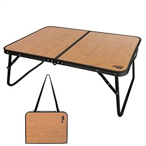 AKTIVE Klaptafel voor camping, draagbaar, houten design, met draaggreep voor eenvoudig transport, kleine tafel, picknicktafel, afmetingen 60 x 40 x 25 cm, lichte aluminium tafel, campingaccessoires