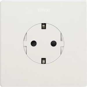 SIMON - Clean Schuko inbouwstopcontact, wit, serie Simon 270, 250 V, 10 A, platte en dunne wandcontactdoos, eenvoudig te installeren, incl. frame, deksel en mechanisme, wit