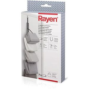 Rayen 2067 tassenhouder voor deuren en kasten, met 7 klittenbandhaken, 7,5 x 95 cm, donkergrijs, nylon