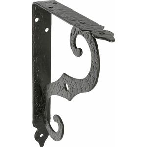 AMIG Plankdrager/steun/muurbeugel Barok - metaal - zwart - H200 x B150 mm - Tot 100 kg - boekenplank steunen