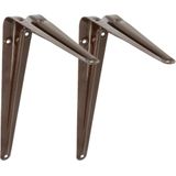 AMIG Plankdrager/planksteun van metaal - gelakt bruin - H175 x B150 mm