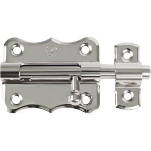 AMIG schuifslot/plaatgrendel - staal -  5 x 4.8 cm - vernikkeld - zilver - deur - poort