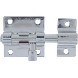 AMIG schuifslot/plaatgrendel - staal - 6 x 2.75 cm - vernikkeld - deur - schutting - hek