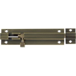 AMIG schuifslot/plaatgrendel - messing - 5 x 2.55 cm - brons - antiek look - deur - poort