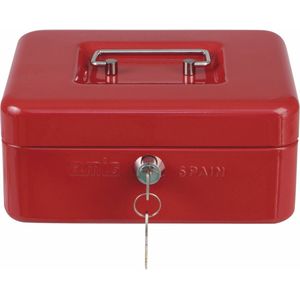 AMIG Geldkistje met 2 sleutels - rood - staal - muntbakje - 15 x 11 x 7 cm - inbraakbeveiliging