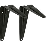 AMIG Plankdrager/planksteun van metaal - gelakt zwart - 100 x 125 mm