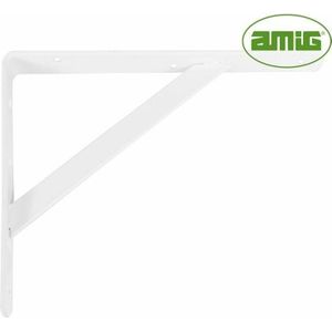 AMIG Plankdrager/planksteun van metaal - gelakt wit - H300 x B225 mm - boekenplank steunen - tot 260 kg
