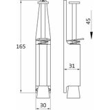 AMIG deurvastzetter / deurvergrendeling - 1x - 165 x 30mm - 45mm slag - voetbediening - wit