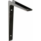 AMIG Plankdrager/planksteun - aluminium - gelakt zwart - H200 x B150 mm - boekenplank steunen