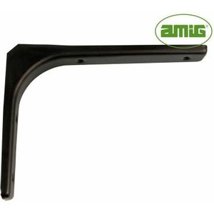 AMIG Plankdrager/planksteun - aluminium - gelakt zwart - H200 x B150 mm - boekenplank steunen
