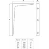 AMIG Plankdrager/planksteun - aluminium - gelakt zwart - H300 x B200 mm - boekenplank steunen