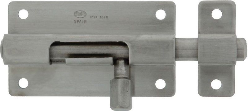 AMIG schuifslot/plaatgrendel - RVS - 3 x 3.7cm - Inox matte afwerking - deur - schutting - hek