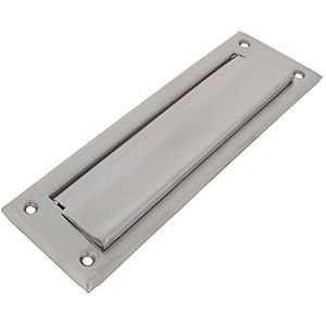 Amig Brievenbus voor muren of deuren, 254 x 73 mm, opening 198 x 48 mm, robuust roestvrij staal, voor binnen en buiten, eenvoudige installatie en elegant design, zilverkleurig