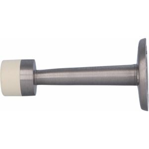 Amig Deurstopper voor doorgangsdeuren, diameter 19 x 75 mm, model 600, messing, chroom afwerking, wit rubber, wandmontage, incl. spaanplaat voor installatie