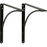 AMIG Plankdrager/planksteun van metaal - gelakt zwart - H150 x B125 mm - boekenplank steunen - tot 105 kg