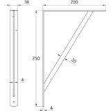 AMIG Plankdrager/Planksteun van Metaal - Gelakt Grijs - H250 X B200 Mm - Boekenplank Steunen