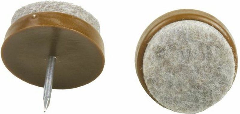 AMIG Viltglijders/meubelbeschermers met nagel - 4x - D22 mm - bruin - stoelpoten - kunststof/vilt - onder meubels