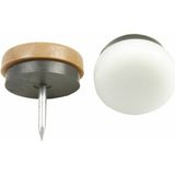 AMIG Kunststofglijders/meubelbeschermers met nagel - 4x - D19 mm - bruin - stoelpoten - kunststof - onder meubels