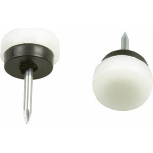 AMIG Viltglijders/meubelbeschermers met nagel - 4x - D19 mm - wit - stoelpoten - kunststof - onder meubels