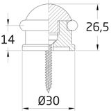 AMIG Deurstopper/deurbuffer - 1x - D30mm - inclusief schroeven - mat zilver