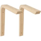 AMIG Plankdrager/planksteun van hout - lichtbruin - H200 x B150 mm - boekenplank steunen