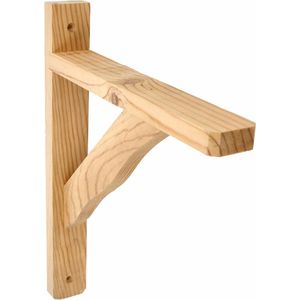 AMIG Plankdrager/planksteun van hout - lichtbruin - H280 x B230 mm - boekenplank steunen - tot 95 kg