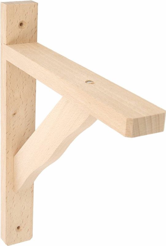 AMIG Plankdrager/planksteun van hout - lichtbruin - H320 x B280 mm - boekenplank steunen - tot 105 kg