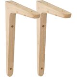 AMIG Plankdrager/planksteun van hout - lichtbruin - H200 x B125 mm - boekenplank steunen