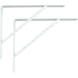 Amig - Wandrek voor wandplanken | Metalen hoek voor planken | Hoek voor planken | Plankhouder | Staal | Kleur wit | Afmetingen: 200 x 150 mm | Aanbevolen max. gewicht: 225 kg