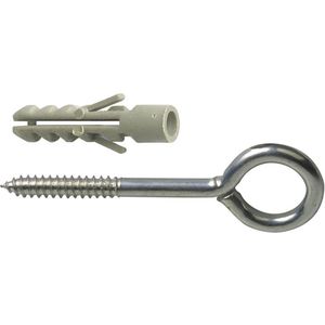 AMIG Schroefogen met muurplug - 4x - verzinkt staal - 64 mm - zilver - DHZ ijzerwaren