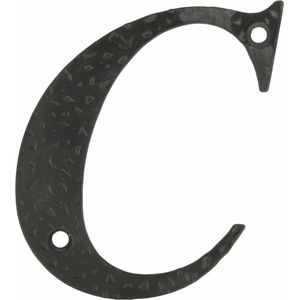 AMIG Huisnummer/letter C - massief gesmeed staal - 10cm - incl. bijpassende schroeven - zwart