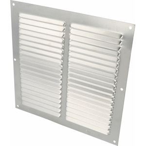 AMIG Ventilatierooster/muurrooster - 200 x 200mm - aluminium - zilver - schoepenrooster