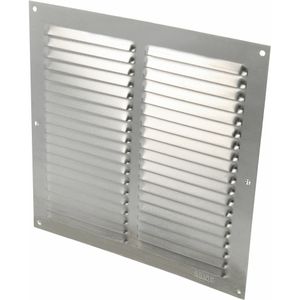 AMIG Ventilatie/muurrooster met gaas - 200 x 200mm - aluminium - zilver - schoepenrooster - Muurroosters