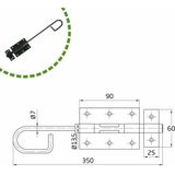 AMIG Verticaal schuifslot/plaatgrendel - staal - 35 x 6cm - zwart - schutting - poort