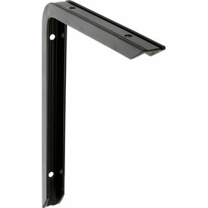 AMIG Plankdrager/planksteun - aluminium - gelakt zwart - H200 x B150 mm - max gewicht 60 kg - boekenplank steunen