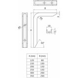 AMIG Plankdrager/planksteun - aluminium - gelakt wit - H350 x B200 mm - max gewicht 45 kg - boekenplank steunen
