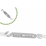 AMIG Spanschroeven/draadspanner met haak/oog - 1x - 7cm - 316L RVS - 100kg - M5 schroefdraad