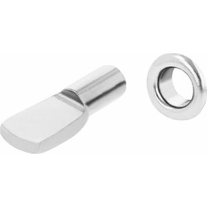 AMIG Kastplankdragers/steunen - 8x stuks - metaal - zilver - D5 x L20 mm - kledingkast pinnetjes