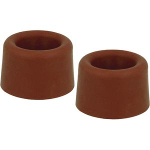 AMIG Deurstopper/deurbuffer - 2x - D40mm - inclusief schroeven - rubber - bruin