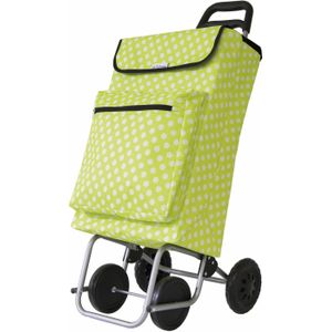 AMIG Boodschappentrolley vierkant - groen/wit - 48 liter - aluminium frame - met vriesvak