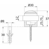 AMIG Deurstopper/Deurbuffer - 1x - D30mm - Inclusief Schroeven - Mat Zilver