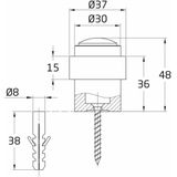 AMIG Deurstopper/Deurbuffer - 1x - D30mm - Inclusief Schroeven - Goud