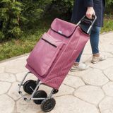 AMIG Boodschappentrolley vierkant - rood/wit - 48 liter - aluminium frame - met vriesvak