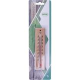 Amig Thermometer binnen/buiten - hout - bruin - 14 x 3 cm