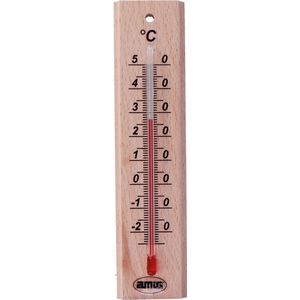 Amig Thermometer binnen/buiten - hout - bruin - 14 x 3 cm
