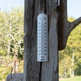 Amig Thermometer binnen/buiten - kunststof - wit - 30 x 6,5 cm - Celsius/Fahrenheit