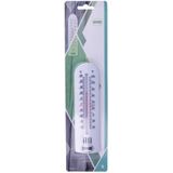 Amig Thermometer binnen/buiten - kunststof - wit - 30 x 6,5 cm - Celsius/Fahrenheit