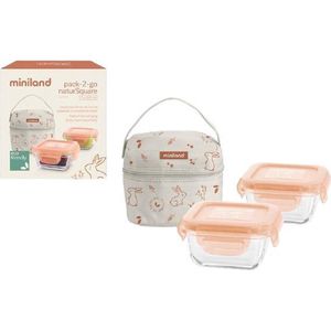 Miniland Pack-2-go Natursquare Bunny Set met overtrek, natuurlijke kleuren, Bunny