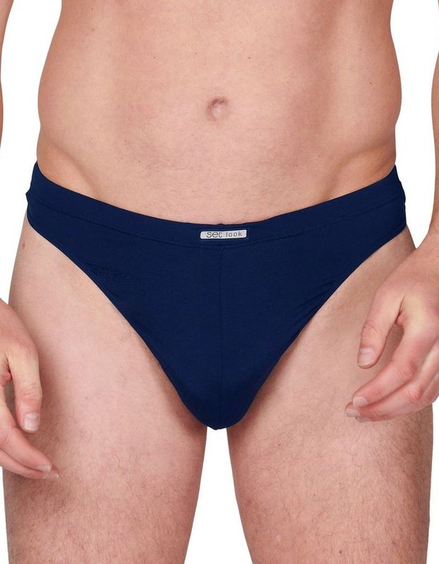 Look - Heren String - Microfiber - Donkerblauw - Zwart - Rood