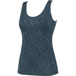 Dames hemd microfiber - Floral - Microvezel onderhemd met brede bandjes  - Zwart
